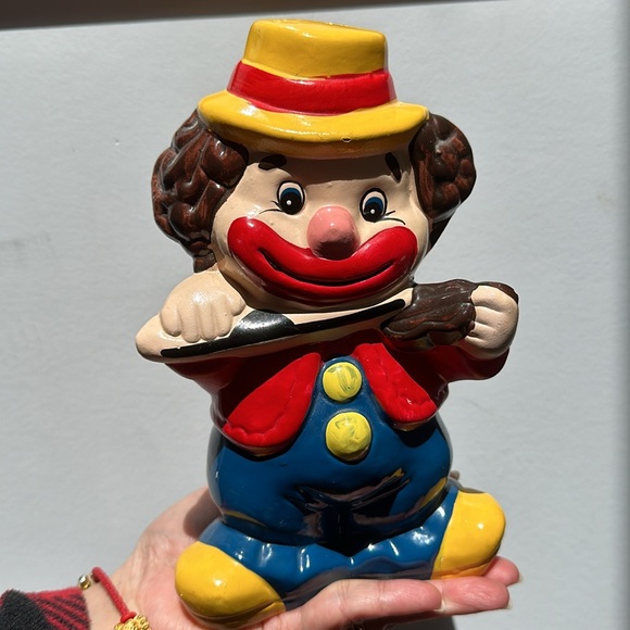 Vintage Happy Clown Playing Violin Saving Coin Piggy Bank - Picture 5 of 11